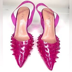 Carvela Lapis  Hot Pink See through Spiked Heels size 36